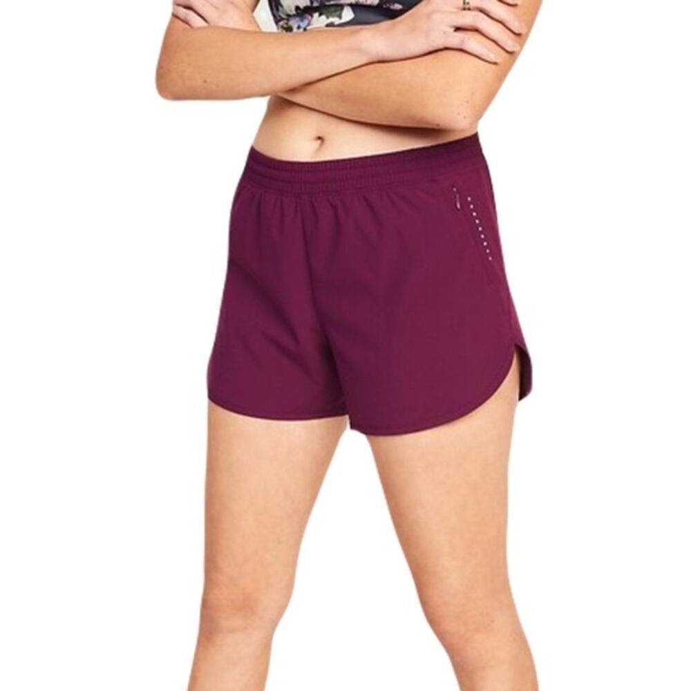 NWOT OLD NAVY Shorts M 4” Inseam Mid-Rise StretchTech Run in Plumeria Burgundy